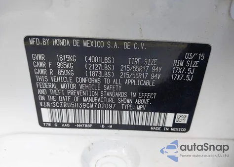 2016 Honda Hr-V Lx из США, поврежденный, VIN 3CZRU5H39GM702097